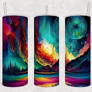 Northern Lights 20oz‎ Stainless Steel Tumbler with Straw